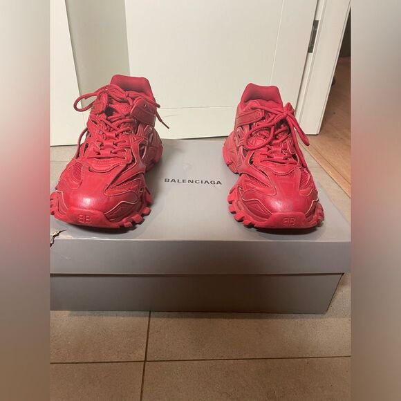 Red Balenciaga Triple S Runners - Size 13 - Lowtops Red Y2K Sneakers - Gorpcore - Picture 2 of 6